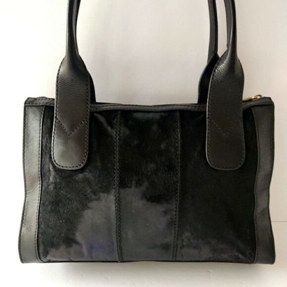 FOSSIL REISSUE BLACK HAIR ON HIDE GENUINE LEATHER TOTE SHOULDER BAG HANDBAG - Picture 6 of 10